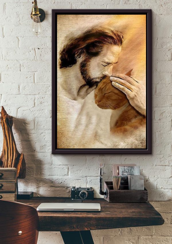 Jesus And Cat God For Gift For Cat Lovers Christian Framed Matte Canvas Framed Prints, Canvas Paintings - Image 4