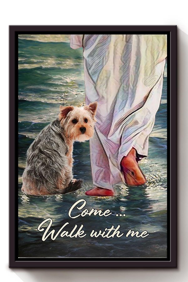 Cairn Terrier And Jesus Come Walk With Me God For Gift For Christian Framed Matte Canvas Framed Prints, Canvas Paintings