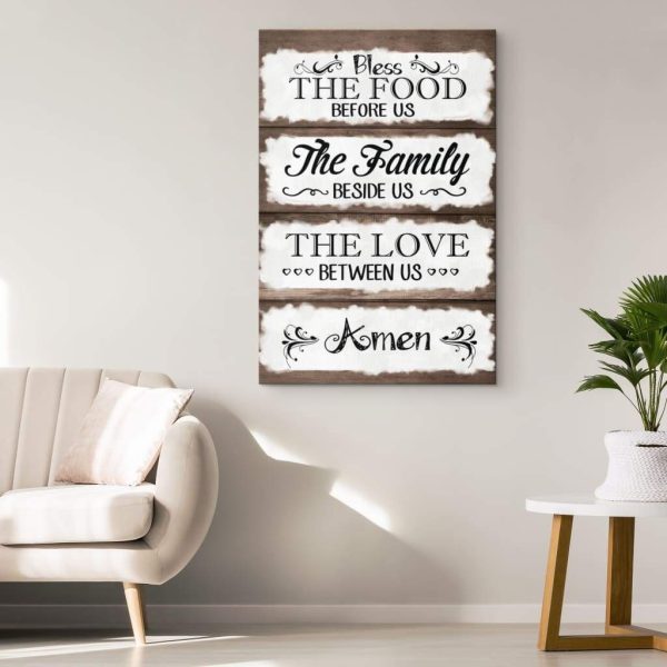 Bless The Food Before Us Canvas Hanging Gift, Canvas Paiting Frames Print Print Christian Wall Decor - Image 2