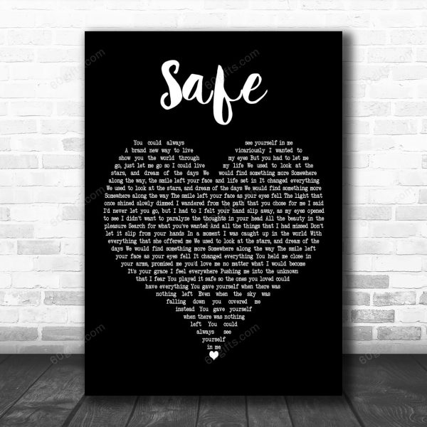 Emery Safe Black Heart Decorative Art Gift Song Lyric Print - Canvas Print Wall Art Home Decor