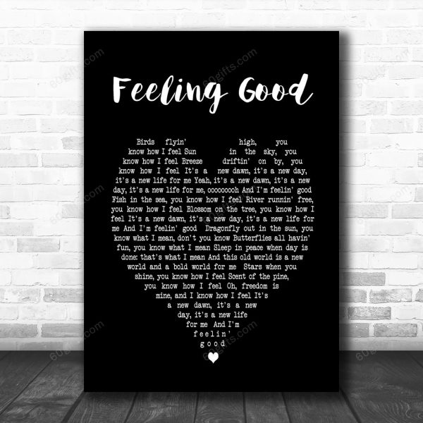 Feeling Good Nina Simone Black Heart Song Lyric Music Art Print - Canvas Print Wall Art Home Decor