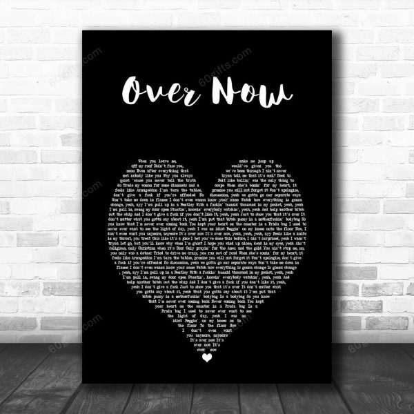 Post Malone Over Now Black Heart Song Lyric Art Print - Canvas Print Wall Art Home Decor