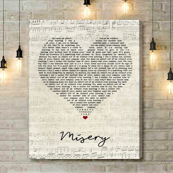 Nonpoint Misery Script Heart Song Lyric Art Print - Canvas Print Wall Art Home Decor