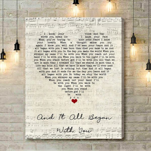 Gary Numan And It All Began With You Script Heart Song Lyric Art Print - Canvas Print Wall Art Home Decor