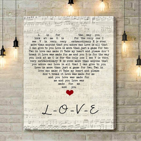 Nat King Cole L-O-V-E Script Heart Song Lyric Art Print - Canvas Print Wall Art Home Decor