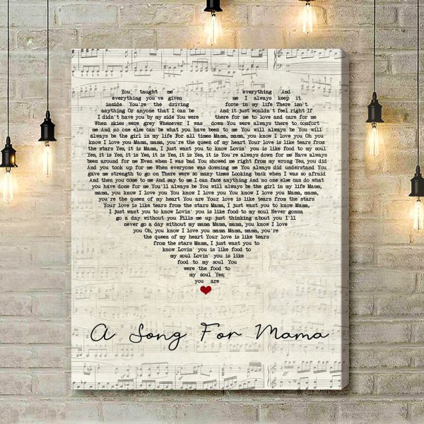 Boyz II Men A Song For Mama Script Heart Song Lyric Art Print - Canvas Print Wall Art Home Decor