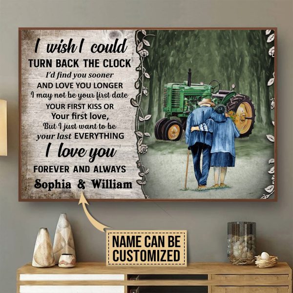 here Gifts Personalized Tractor Turn Back The Clock Canvas Home Decor - Image 2