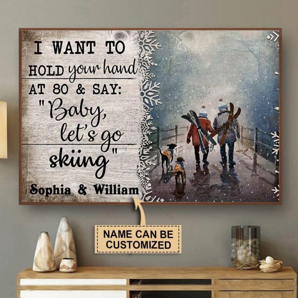 here Gifts Personalized Skiing I Want To Hold Your Hand Canvas Home Decor