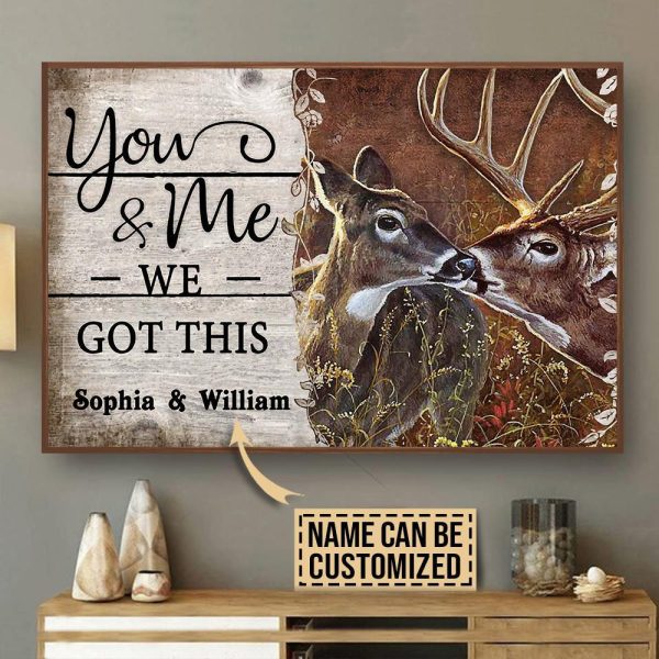 here Gifts Personalized Deer You And Me Canvas Home Decor