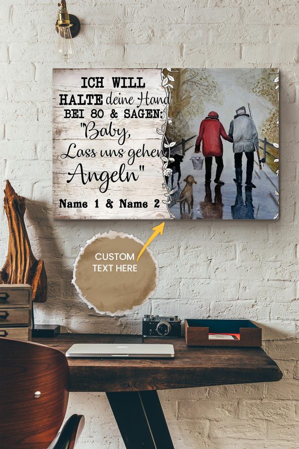 Family Ich Will Halte Deine Hand Personalized Canvas Love Gift For Valentine Day Wife Husband Mother's Day Father's Day Canvas Gallery Painting Wrapped Canvas Framed Prints, Canvas Paintings