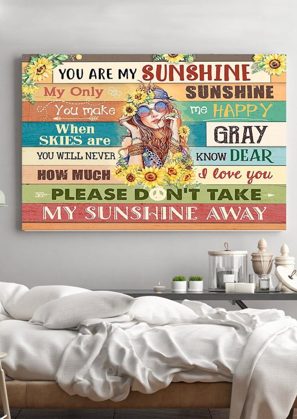 Hippie Girl You Are My Sunshine Lyrics Song Wooden For Housewarming Framed Prints, Canvas Paintings - Image 2