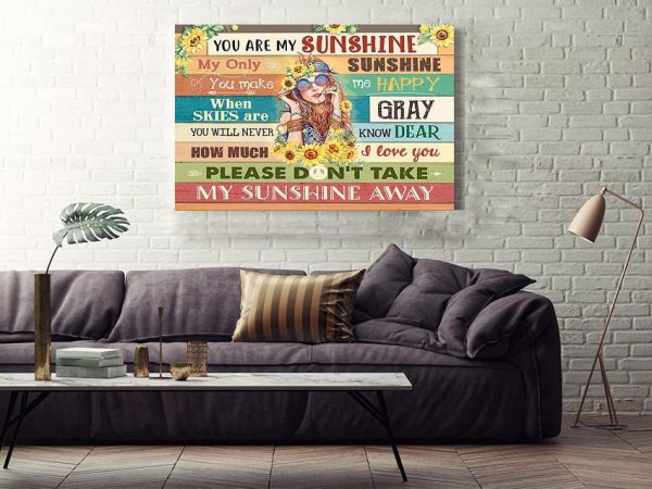 Hippie Girl You Are My Sunshine Lyrics Song Wooden For Housewarming Framed Prints, Canvas Paintings - Image 3