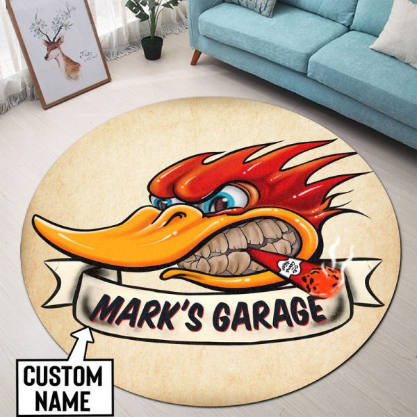 Personalized Hot Rod Garage Round Mat Round Floor Mat Room Rugs Carpet Outdoor Rug Washable Rugs