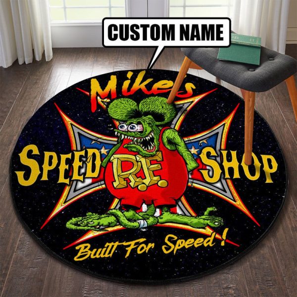 Personalized Hot Rod Built For Speed Round Mat Round Floor Mat Room Rugs Carpet Outdoor Rug Washable Rugs