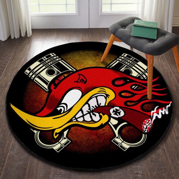 Hot Rod Garage Round Mat Round Floor Mat Room Rugs Carpet Outdoor Rug Washable Rugs