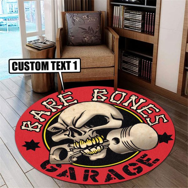 Personalized Hot Rod Garage Skull Round Mat Round Floor Mat Room Rugs Carpet Outdoor Rug Washable Rugs