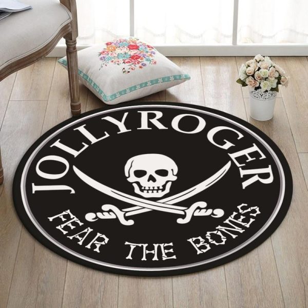 Jolly Roger Fear The Bones Round Mat Round Floor Mat Room Rugs Carpet Outdoor Rug Washable Rugs - Image 3