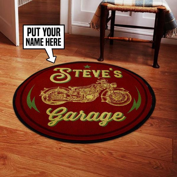 Personalized Dad'S Garage Round Mat Round Floor Mat Room Rugs Carpet Outdoor Rug Washable Rugs - Image 2