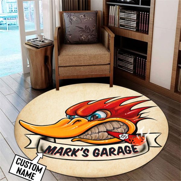 Personalized Hot Rod Garage Round Mat Round Floor Mat Room Rugs Carpet Outdoor Rug Washable Rugs - Image 2