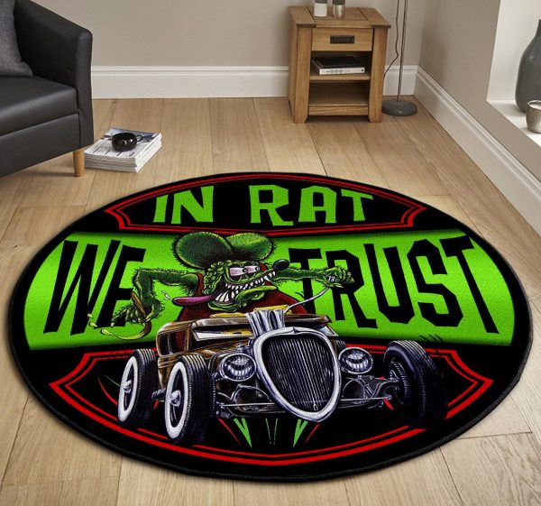 In Rat We Trust Rat Fink Round Mat Round Floor Mat Room Rugs Carpet Outdoor Rug Washable Rugs - Image 2