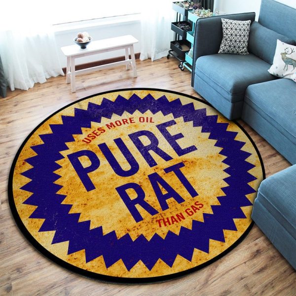 Pure Rat Oldschool Hot Rod Round Mat Round Floor Mat Room Rugs Carpet Outdoor Rug Washable Rugs - Image 2