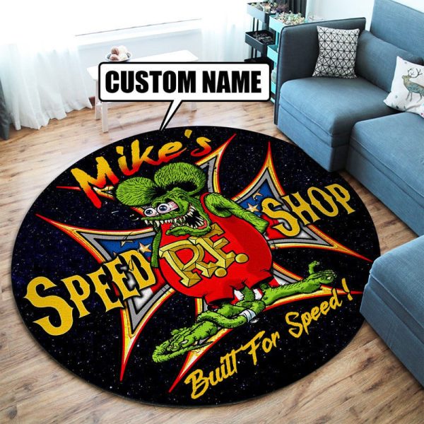 Personalized Hot Rod Built For Speed Round Mat Round Floor Mat Room Rugs Carpet Outdoor Rug Washable Rugs - Image 2