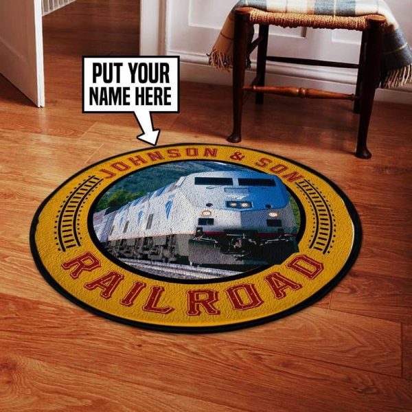 Personalized Amtrak Railway Railroad Round Mat Round Floor Mat Room Rugs Carpet Outdoor Rug Washable Rugs - Image 2