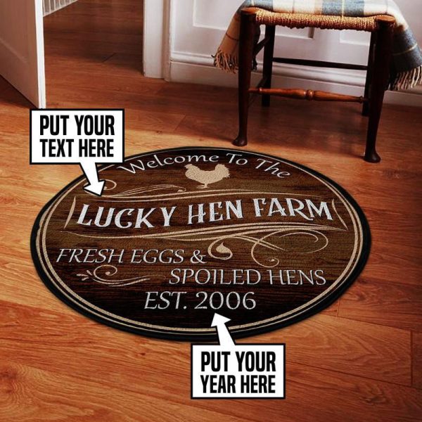 Personalized Welcome To The Farm Living Room Round Mat Circle Rug - Image 2