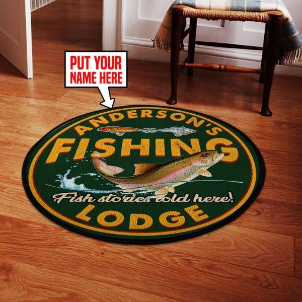 Personalized Fishing Lodge Living Room Round Mat Circle Rug - Image 2