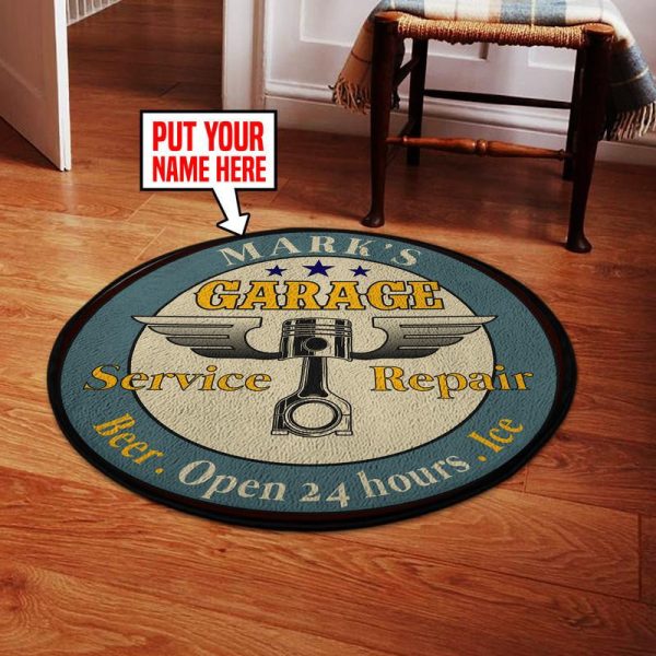 Personalized Car Garage Round Mat Living Room Rugs, Bedroom Rugs, Kitchen Rugs - Image 2