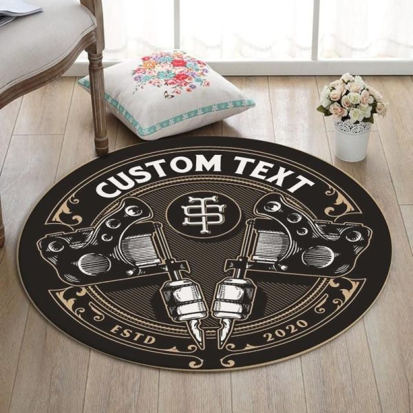 Personalized Tattoo Studio Living Room Round Mat Circle Rug - Image 2