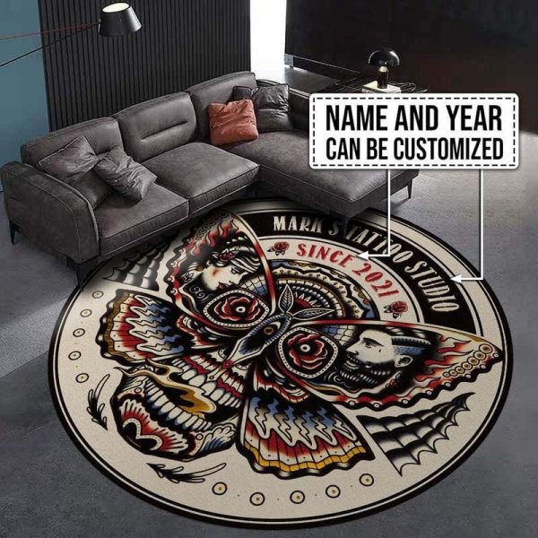 Personalized Tattoo Studio Living Room Round Mat Circle Rug - Image 3