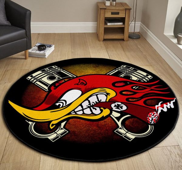 Hot Rod Garage Round Mat Round Floor Mat Room Rugs Carpet Outdoor Rug Washable Rugs - Image 3