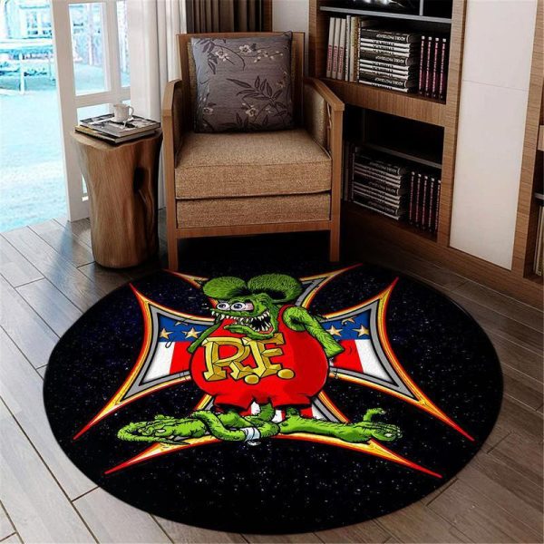 Rat Fink Hot Rod Round Mat Round Floor Mat Room Rugs Carpet Outdoor Rug Washable Rugs - Image 3