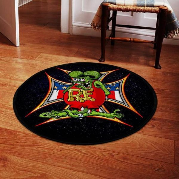 Rat Fink Hot Rod Round Mat Round Floor Mat Room Rugs Carpet Outdoor Rug Washable Rugs - Image 2