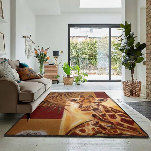 Giraffe Washable Rugs Giraffe Rug Rectangle Rugs Washable Area Rug Non-Slip Carpet For Living Room Bedroom