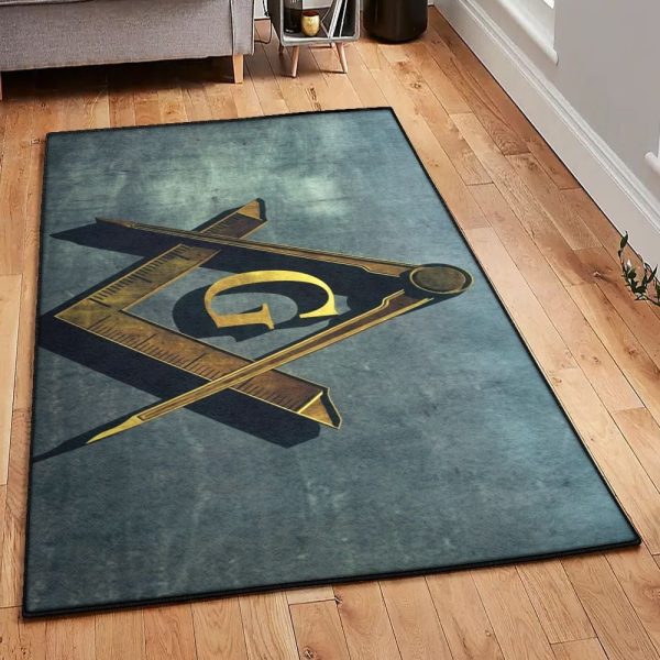 Freemason Non Shedding Masonic Freemason Rug Rectangle Rugs Washable Area Rug Non-Slip Carpet For Living Room Bedroom