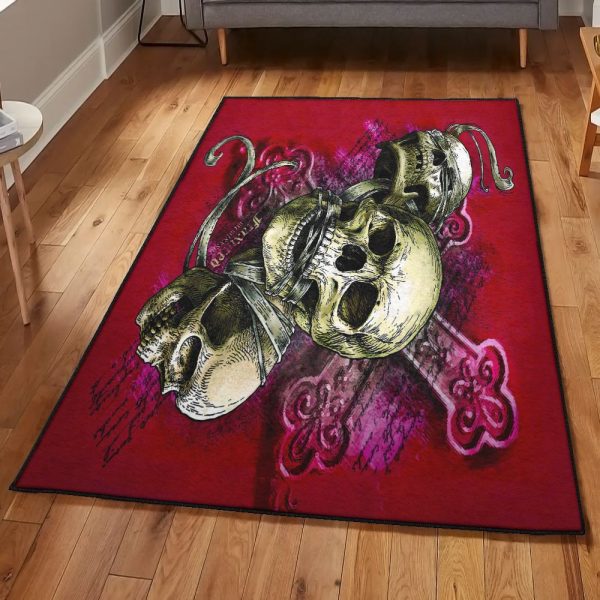 Skull Art Deco Rug Skull Rug Rectangle Rugs Washable Area Rug Non-Slip Carpet For Living Room Bedroom - Image 3