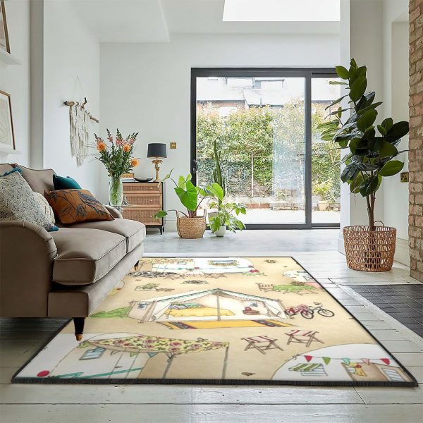 Camping Camping Rug Rectangle Rugs Washable Area Rug Non-Slip Carpet For Living Room Bedroom