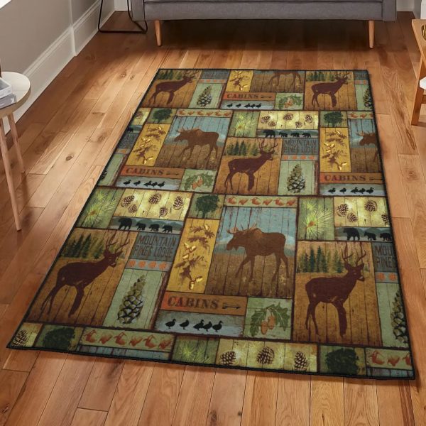 Deer Hunting Cool Rugs Wildlife Deer Rug Rectangle Rugs Washable Area Rug Non-Slip Carpet For Living Room Bedroom - Image 2