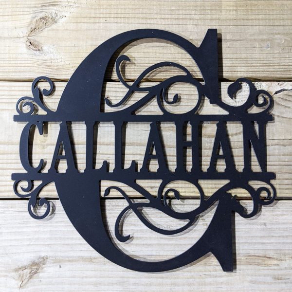 Scroll Monogram Personalized Family Name Metal Sign Steel Wall Art Cus