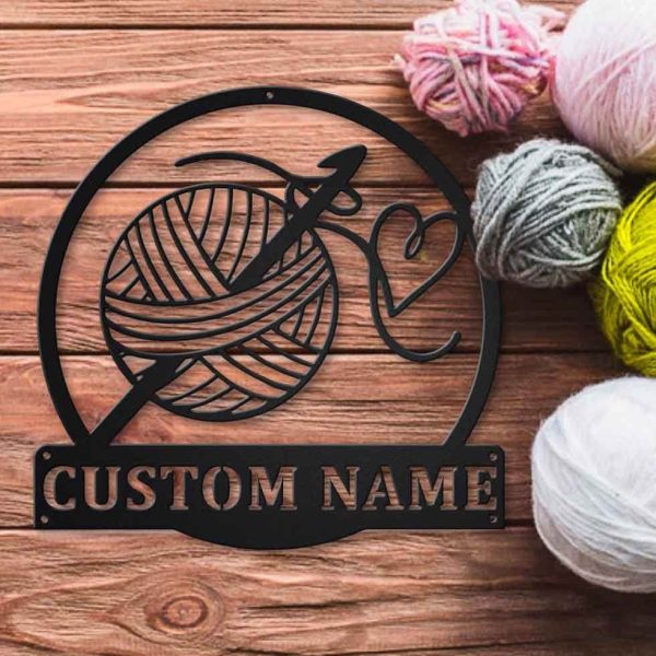 Personalized Crochet Monogram Metal Wall Decor, Love Crochet, Sign For