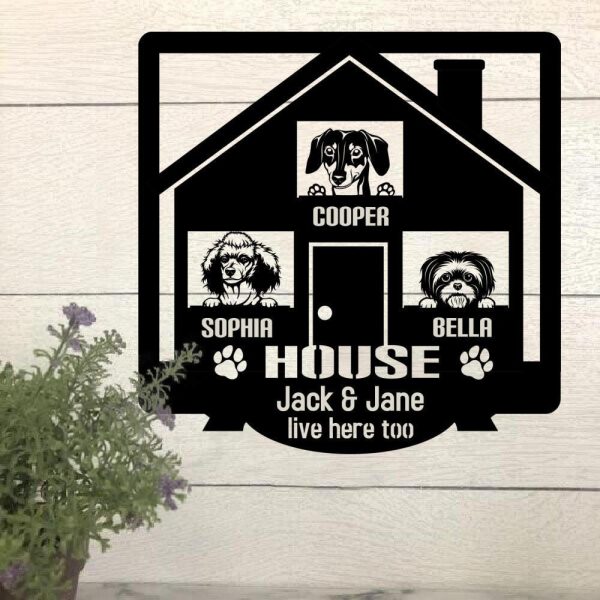 Human Live Here Too Dog Lovers Personal Metal Sign up to 3 dogs can be