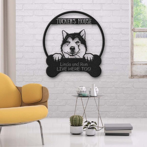 Alaskan Malamute Dog Lovers Funny Personalized Metal House Sign Laser - Image 2