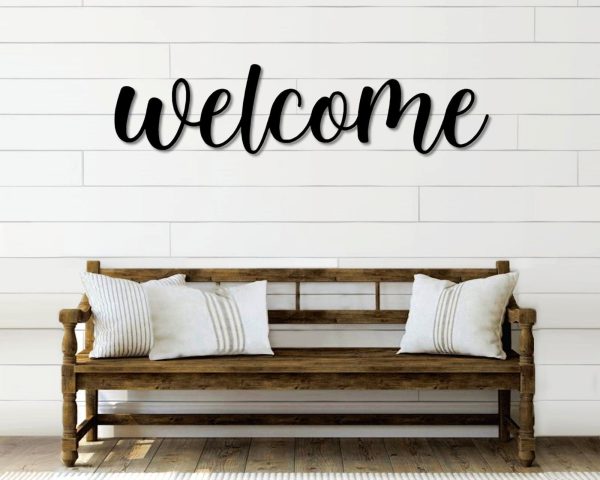 Welcome Metal Word Art, Kembara Script Word Art, Indoor Outdoor Welcom