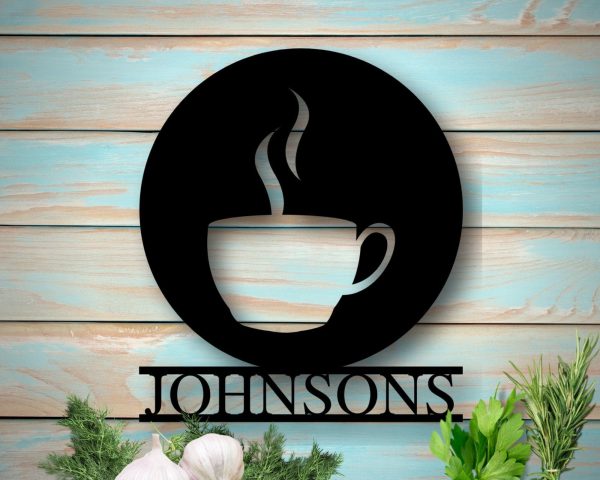 Personalized Kitchen Coffee Sign, Metal Coffee Cup Sign, Custom Coffee - Image 2