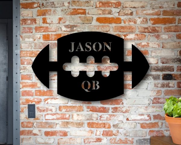 Personalized Metal Football Sign, Boys Football Art, Outdoor Patio Met