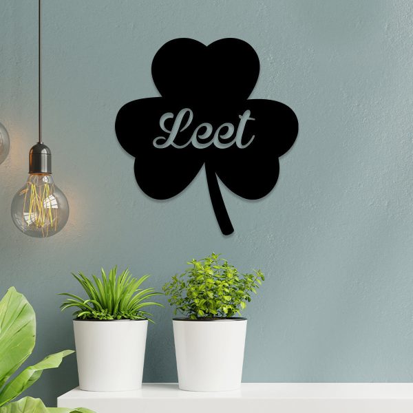 Personalized Leet Three Leaf Clover Shamrock Irish Celtic Metal Sign, - Image 3