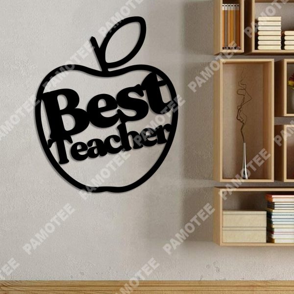 Custom Text Best Teacher Apple Metal Sign, Teacher Appreciation Wall D - Image 3