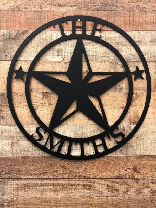 Texas Star Monogram Design Cut Metal Sign Wall Decor Metal Sign Metal